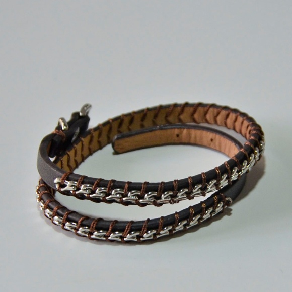 New FOSSIL Chain Double Wrap bracelet Chocolate - Picture 2 of 5
