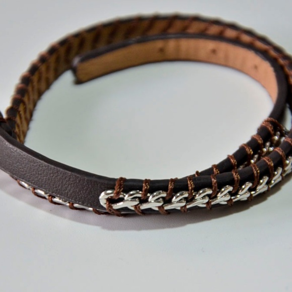 New FOSSIL Chain Double Wrap bracelet Chocolate - Picture 5 of 5