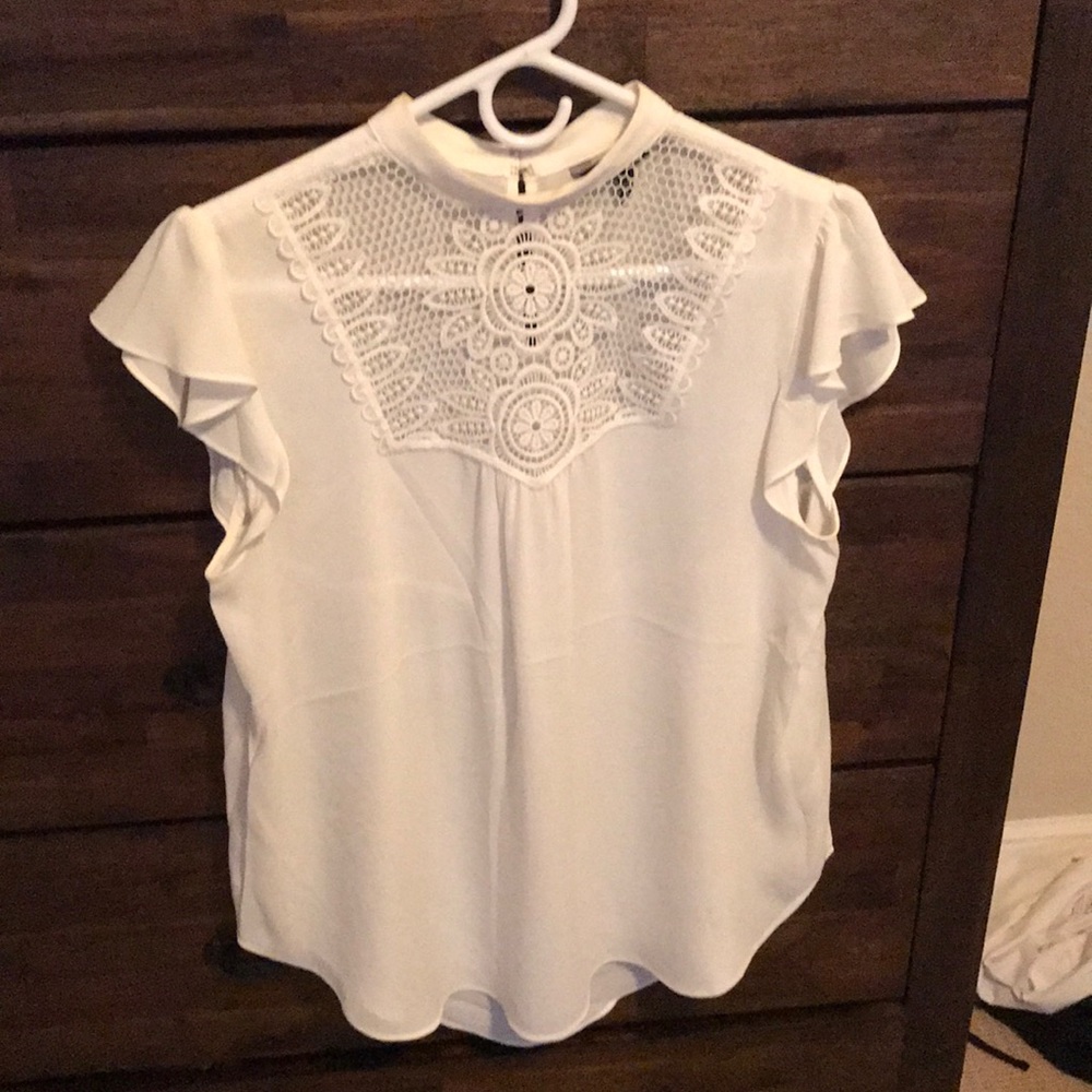 White high neck lace blouse