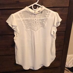 White high neck lace blouse