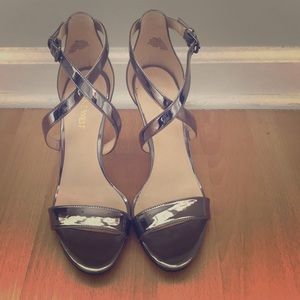 Metallic silver heels