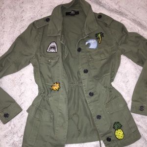 green utility jacket with patches NWOT