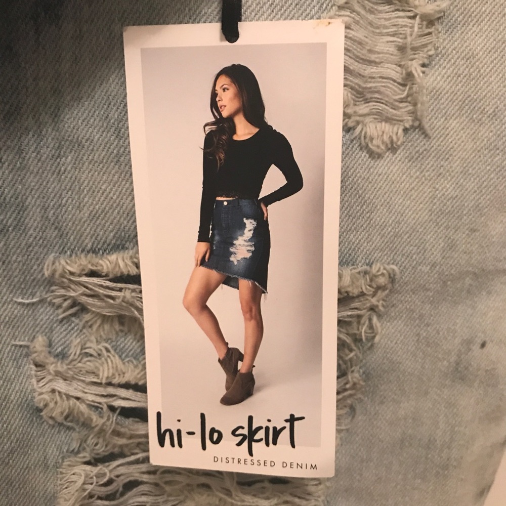 Distressed Denim Skirt