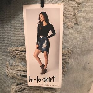 Distressed Denim Skirt