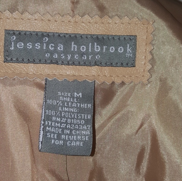 Camel color 100% leather 3/4 length  jacket - Picture 2 of 6