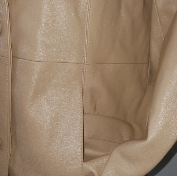 Camel color 100% leather 3/4 length  jacket - Picture 3 of 6