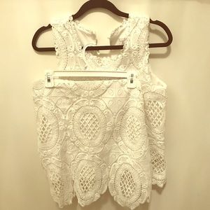 White 2 Piece Lace Detail Skirt Set