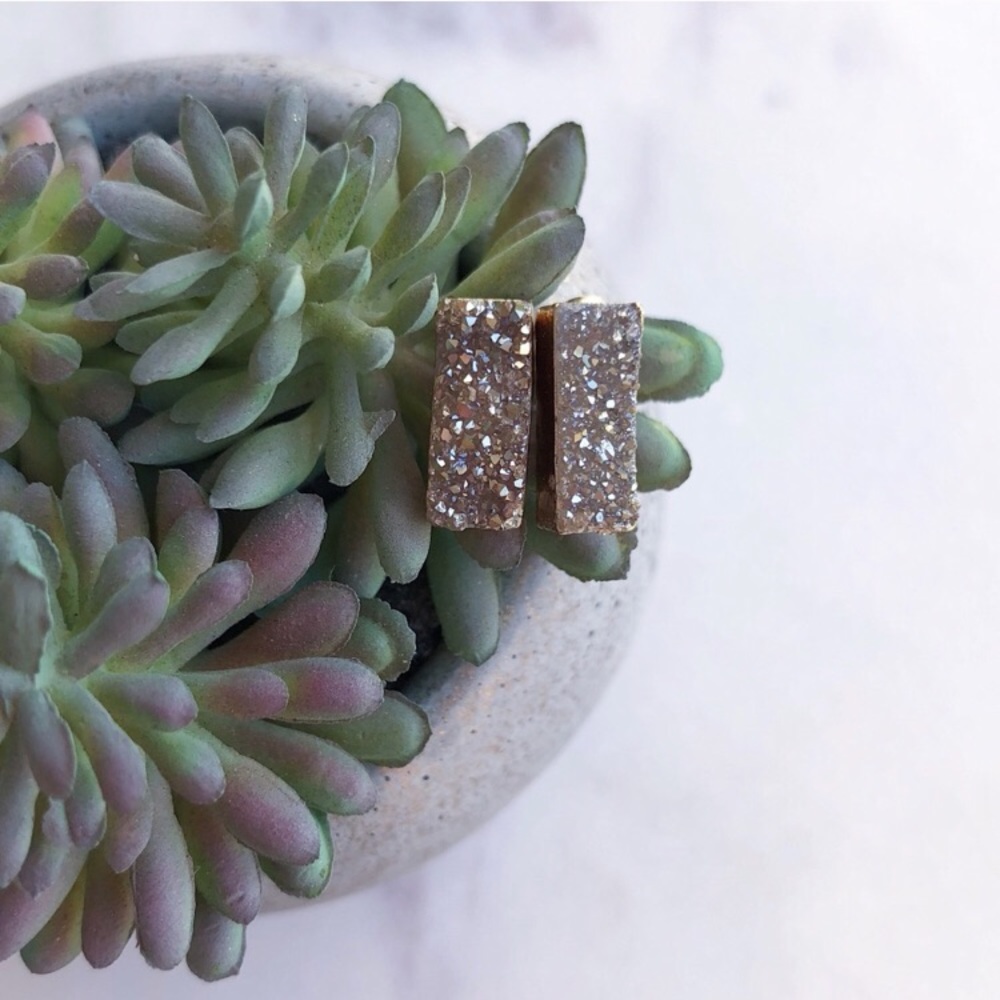 Champagne Druzy Bar Earrings