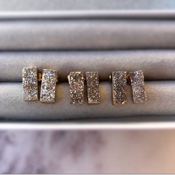 Champagne Druzy Bar Earrings - Picture 4 of 5