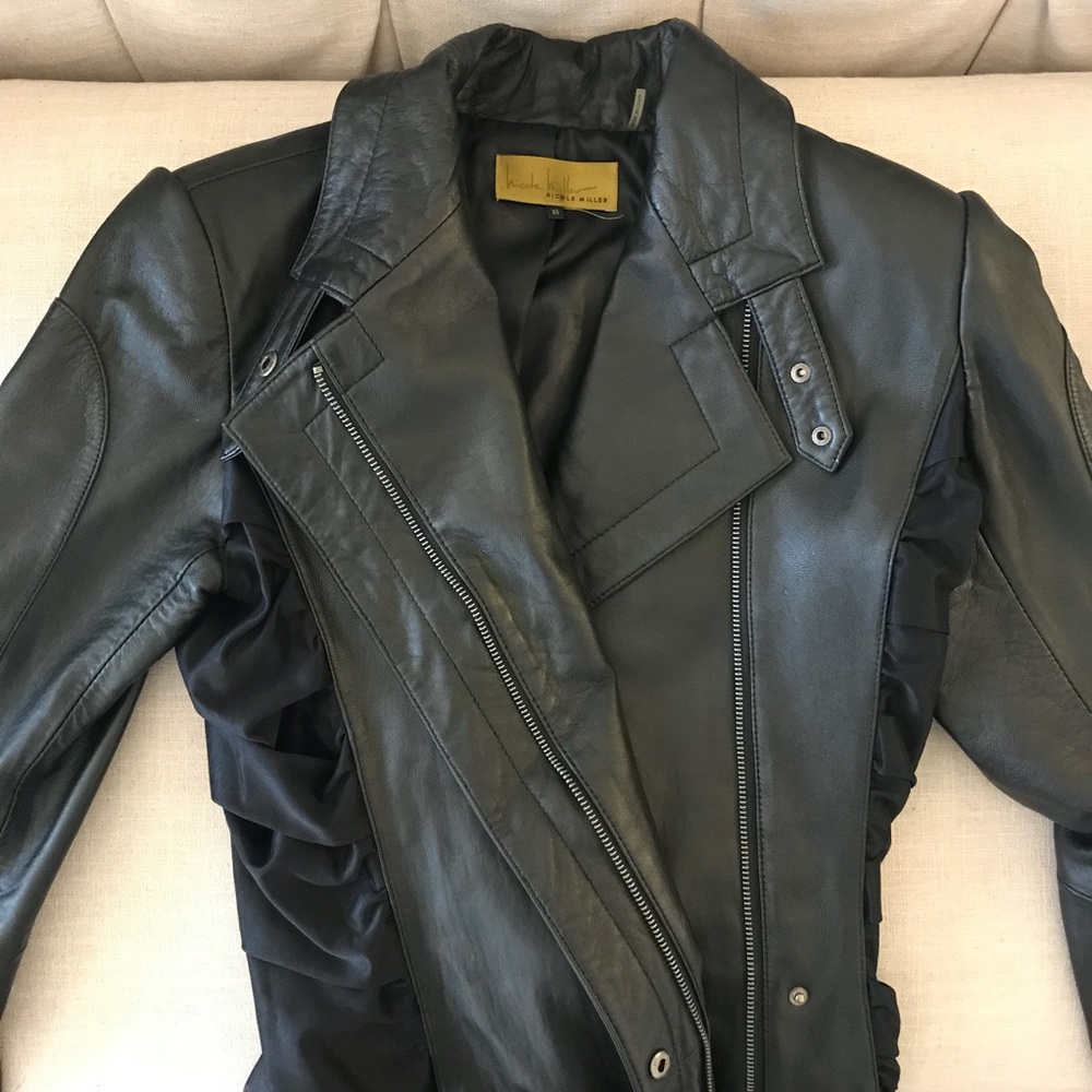 Nicole Miller Leather Jacket (Side Paneling!) XS