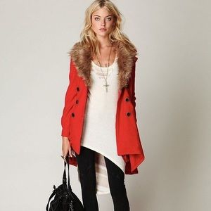 Free people red pea coat