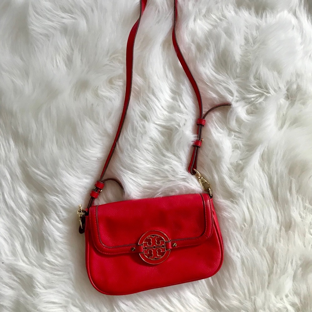 Tory Burch Leather Amanda Crossbody Red