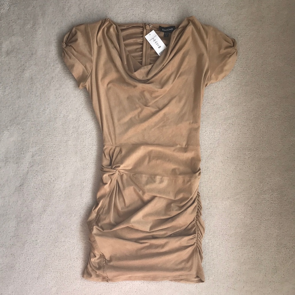 Bebe rouched dress ultra suede