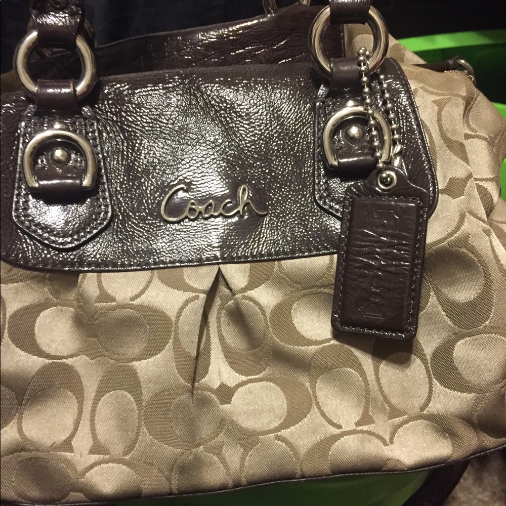 Medium sized brown coach purse