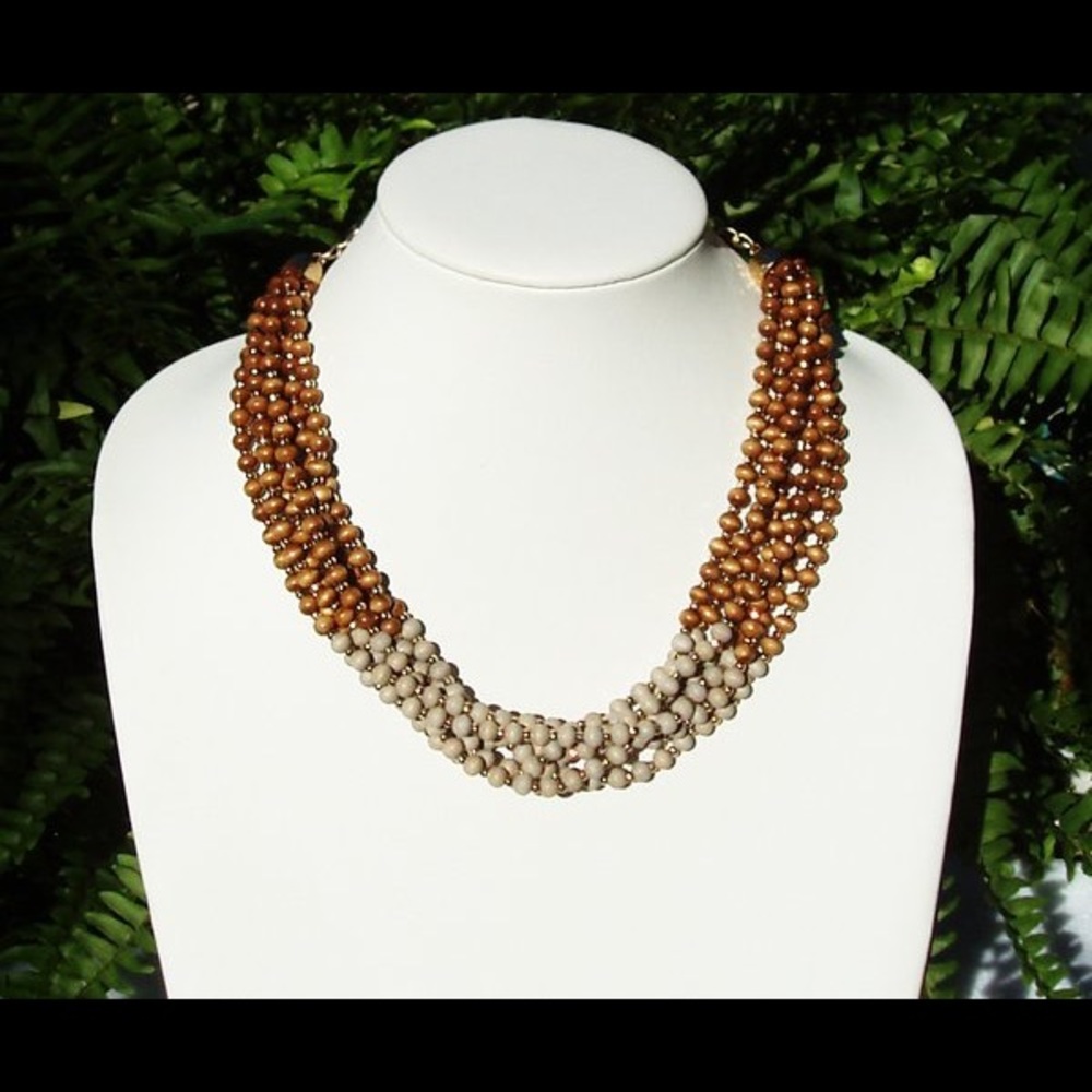 Two tone wood necklace