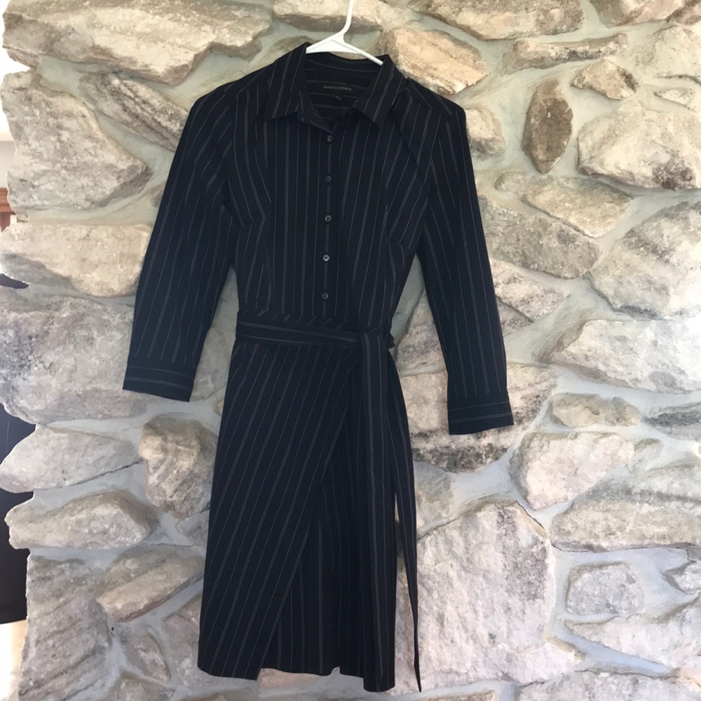 Banana Republic Navy Pinstripe Shirt Dress