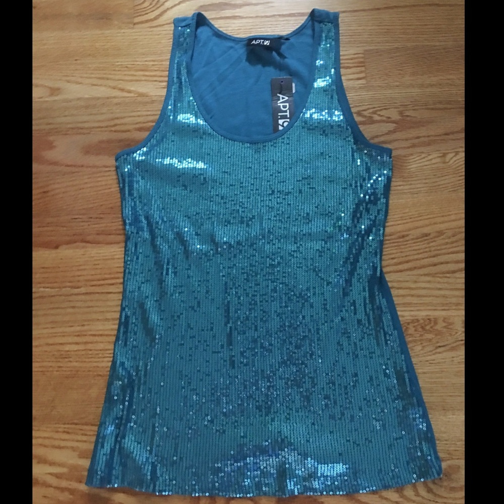 Apt. 9 teal sequin shirt