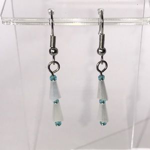 Earrings, Christmas Tree, White Blue