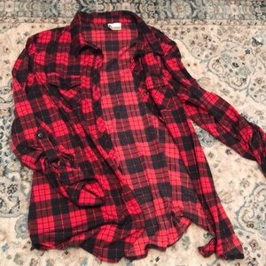 Red & black plaid button down shirt