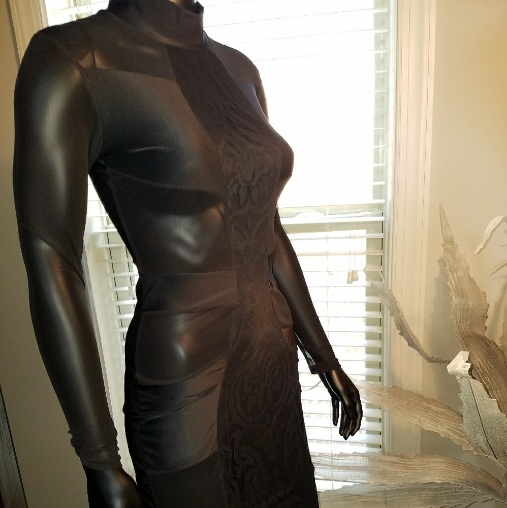 NEW Black Sheer Lace Dress