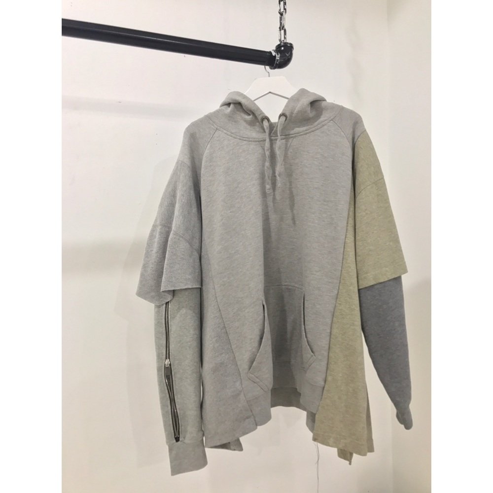 DOUBLE LINED HANDMADE SHADES OF GREY HOODIE