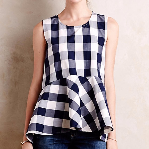 Anthropologie Tops - Anthropologie HD in Paris Checked Poplin Peplum