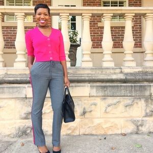 New York & Company V-Neck Cropped Cardigan Fuschia