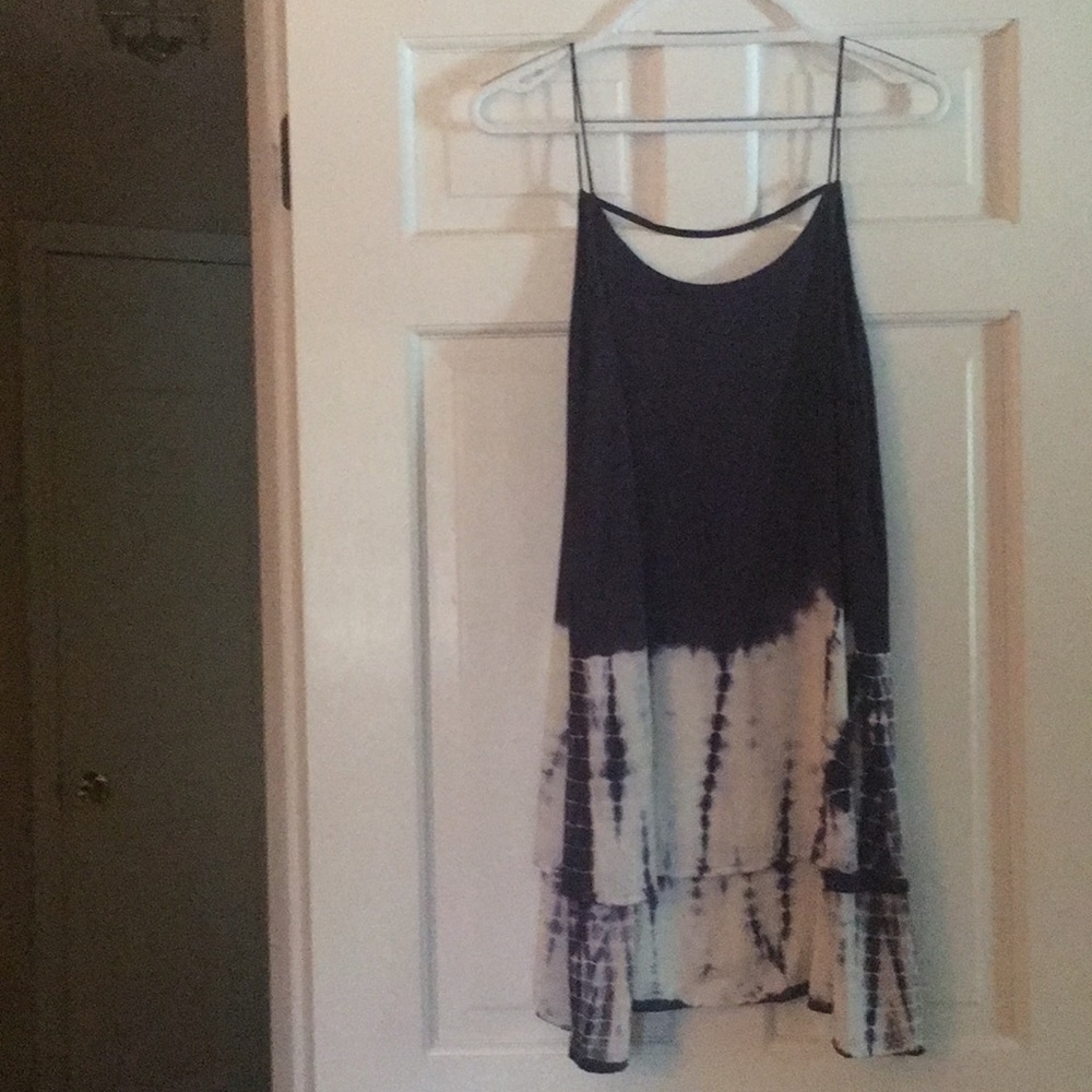 LuLus blue Tie Dye semi-open back dress
