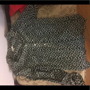Talbots green and black blouse