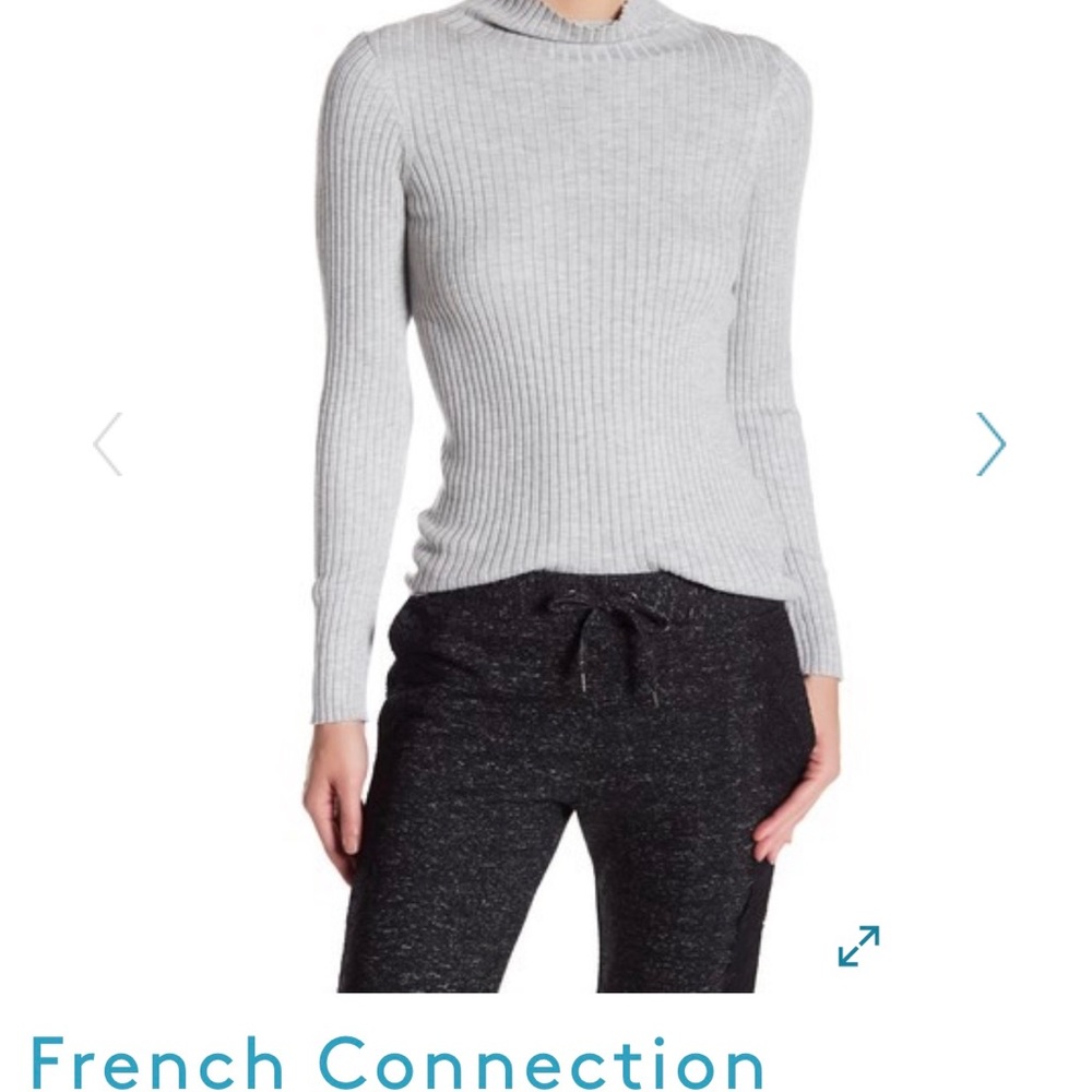 french connection ribbed turtle neck shirt xs