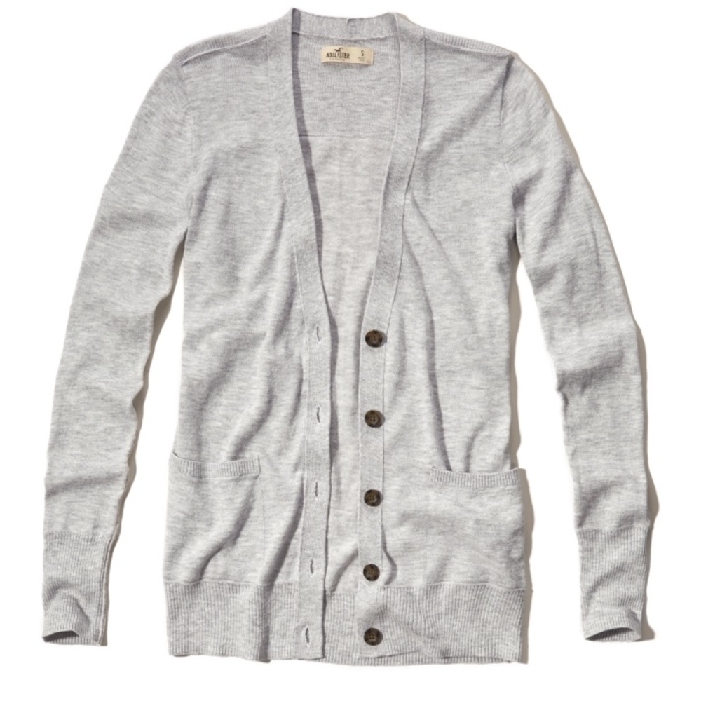 Hollister🌊Rib Trim Boyfriend Cadigan in Grey