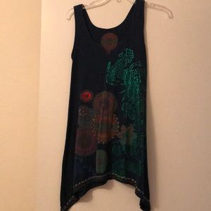 Flattering Desigual dark teal long tank top