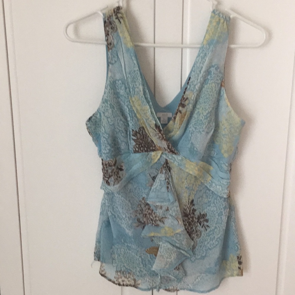 Dressy blue & brown top