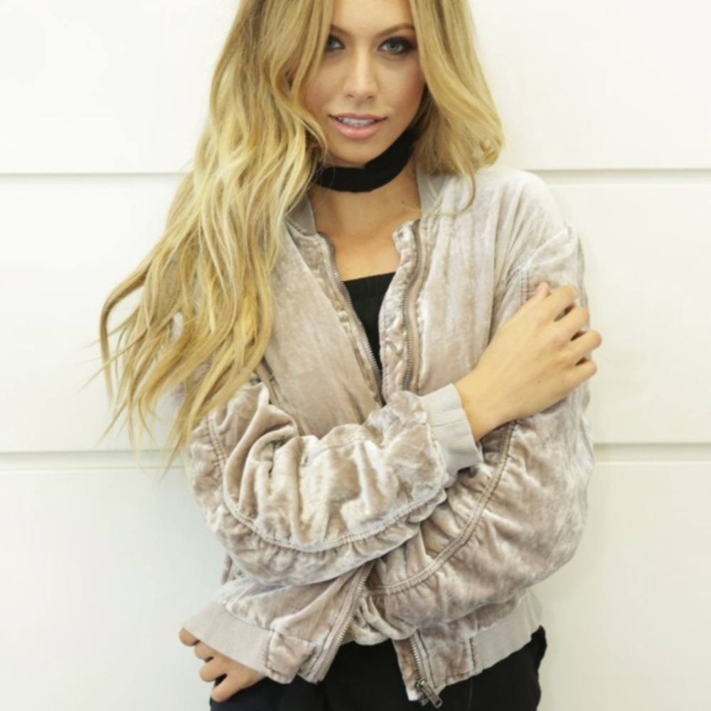 NWOT Free People crushed velvet bomber