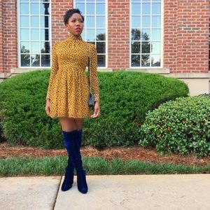 ASOS High Neck Skater Dress in Leopard Print