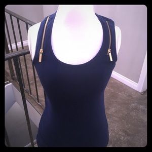 Michael Kors tank w/gold zipper details