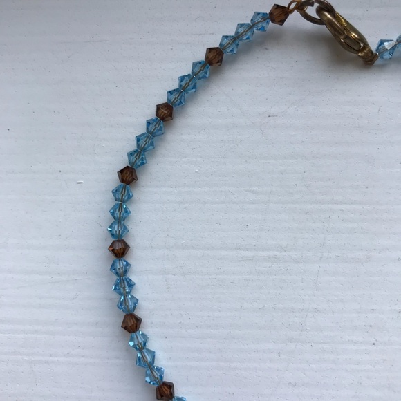 Boho baby blue & brown handmade beaded anklet - Picture 3 of 6