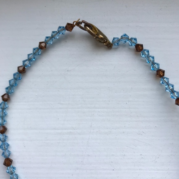 Boho baby blue & brown handmade beaded anklet - Picture 4 of 6