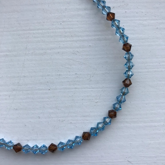 Boho baby blue & brown handmade beaded anklet - Picture 5 of 6