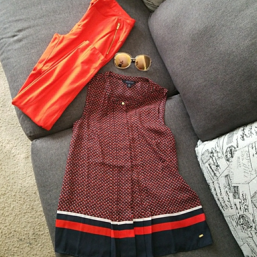 Printed sleeveless flare tank