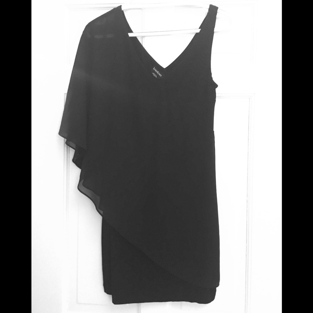 Bebe black transparent shoulder dress