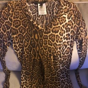 BCBG Leopard Crewneck Top