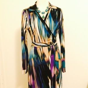 Calvin Klein Long sleeve wrap dress.