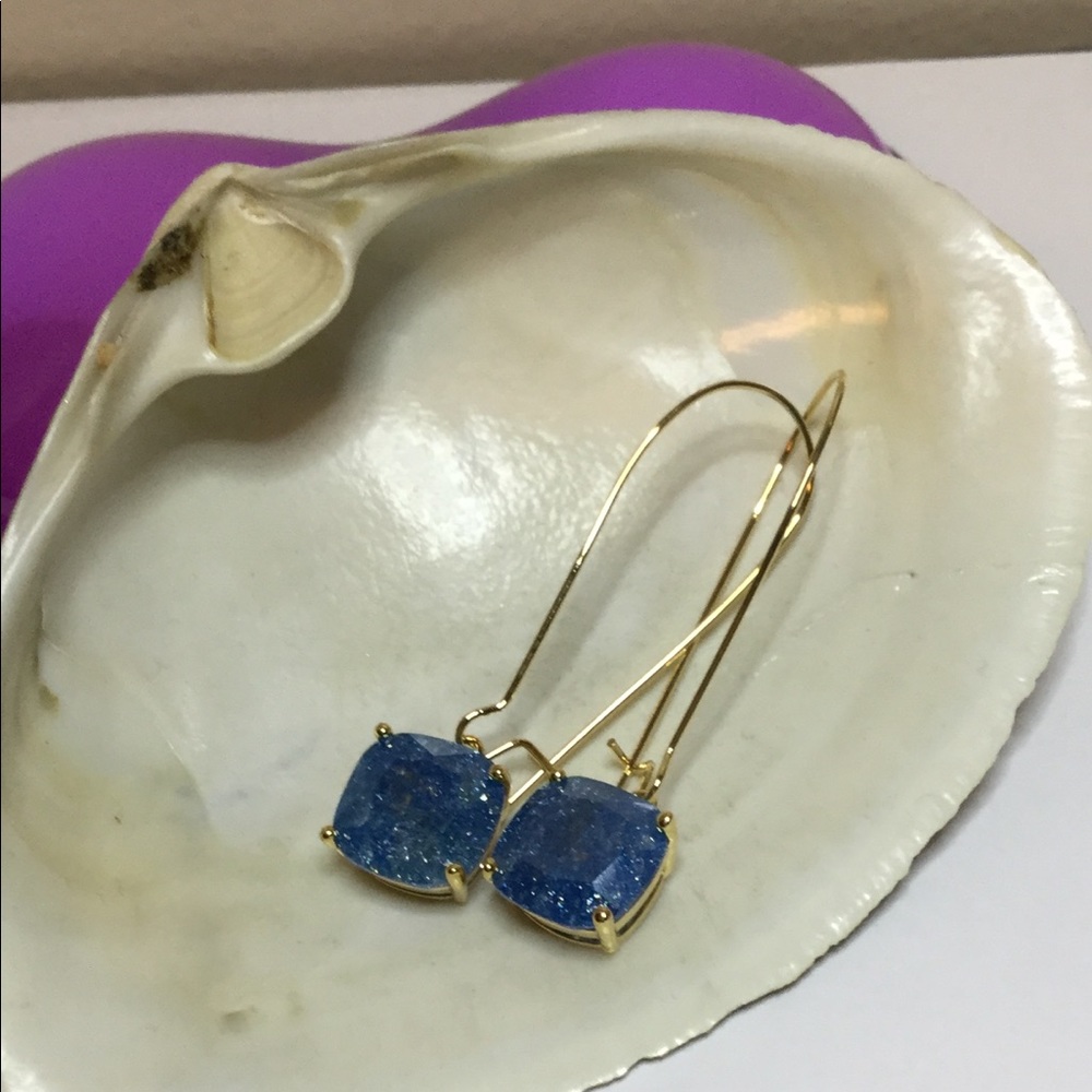18k Gold Plated & Crystal blue Earrings