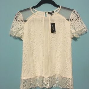Express NWT white lace blouse