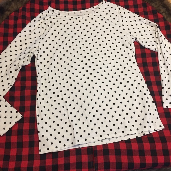 Ann Taylor Polka Dot Long Sleeve Shirt Casual - Picture 2 of 8