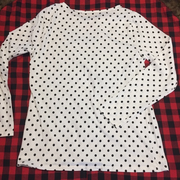Ann Taylor Polka Dot Long Sleeve Shirt Casual - Picture 7 of 8