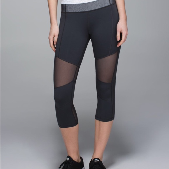 lululemon athletica Pants - Lululemon mesh with me crop leggings Coal Snake