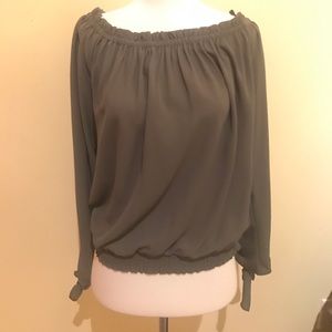 Bebe green off the shoulder Blouse