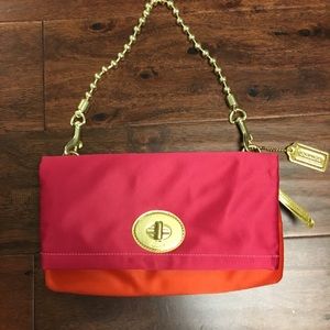 Coach satin clutch bag